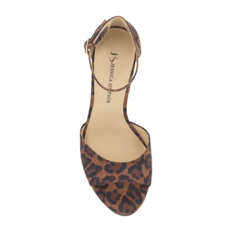 JS Jessica Simpson Izzella Womens Round Open Toe Chunky Heel Pumps