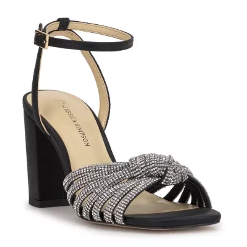 JS Jessica Simpson Womens Sennsol Round Open Toe Chunky Heel Pumps
