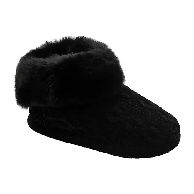 Cuddl Duds Cable Knit Womens Bootie Slippers