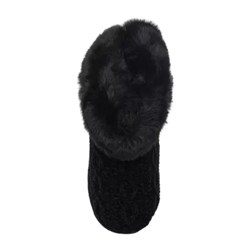 Cuddl Duds Cable Knit Womens Bootie Slippers