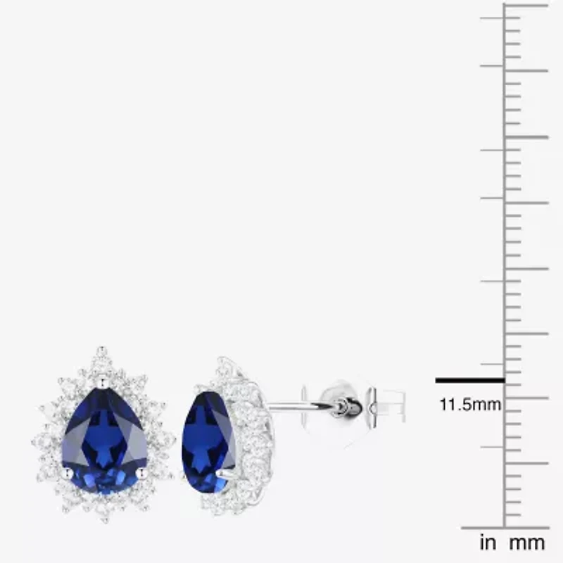 Womens Lab Created Blue Sapphire Pear 3-pc. Pendant Necklace Set