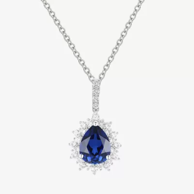 Womens Lab Created Blue Sapphire Pear 3-pc. Pendant Necklace Set