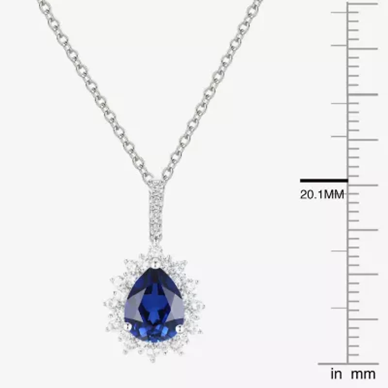 Womens Lab Created Blue Sapphire Pear 3-pc. Pendant Necklace Set