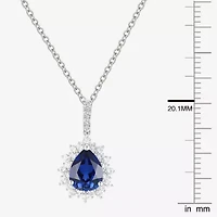 Womens Lab Created Blue Sapphire Pear 3-pc. Pendant Necklace Set