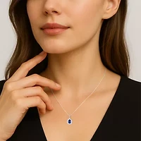 Womens Lab Created Blue Sapphire Pear 3-pc. Pendant Necklace Set
