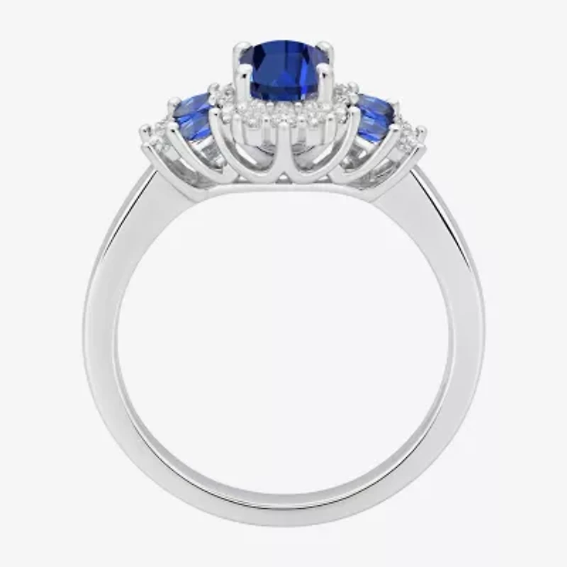 Womens Lab Created Blue Sapphire Sterling Silver Cocktail Ring