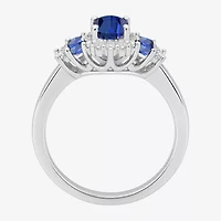 Womens Lab Created Blue Sapphire Sterling Silver Cocktail Ring