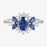 Womens Lab Created Blue Sapphire Sterling Silver Cocktail Ring