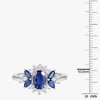 Womens Lab Created Blue Sapphire Sterling Silver Cocktail Ring