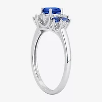 Womens Lab Created Blue Sapphire Sterling Silver Cocktail Ring