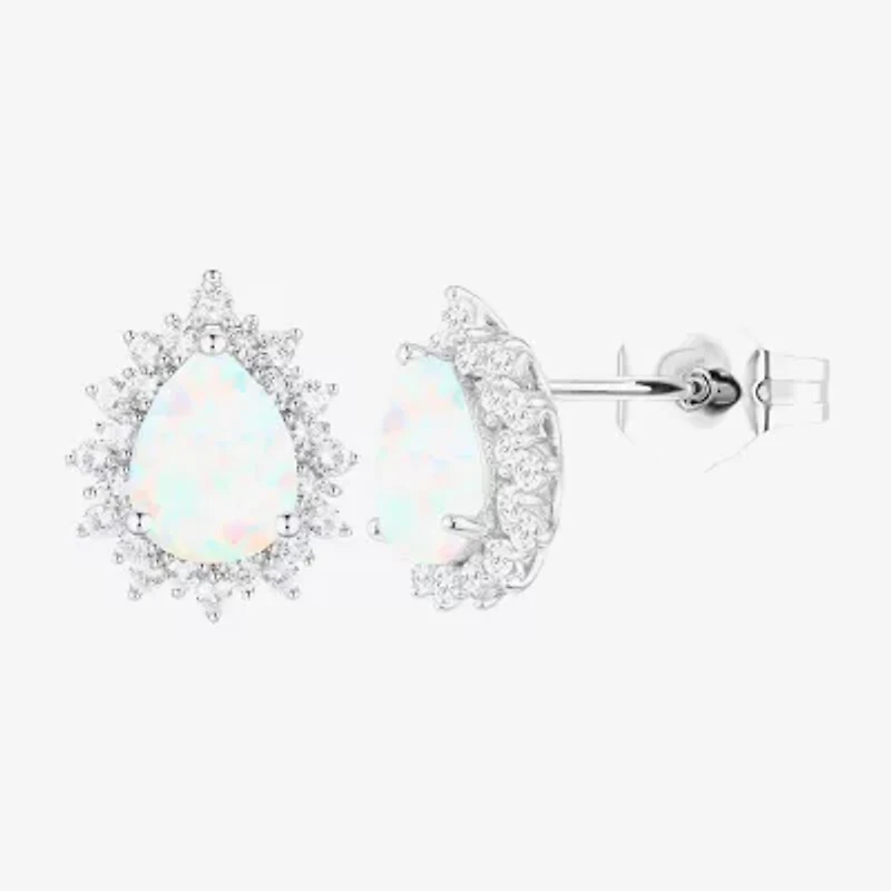 Womens Lab Created White Opal Pear 3-pc. Pendant Necklace Set