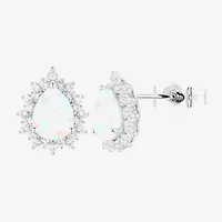 Womens Lab Created White Opal Pear 3-pc. Pendant Necklace Set