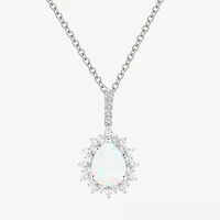 Womens Lab Created White Opal Pear 3-pc. Pendant Necklace Set