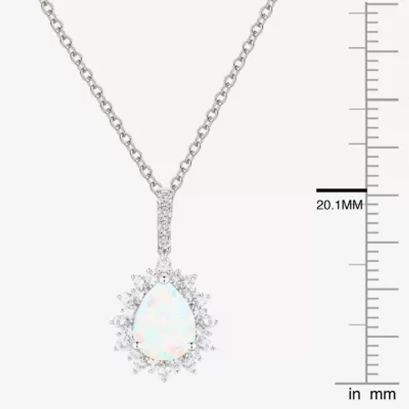 Womens Lab Created White Opal Pear 3-pc. Pendant Necklace Set
