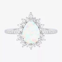 Womens Lab Created White Opal Pear 3-pc. Pendant Necklace Set