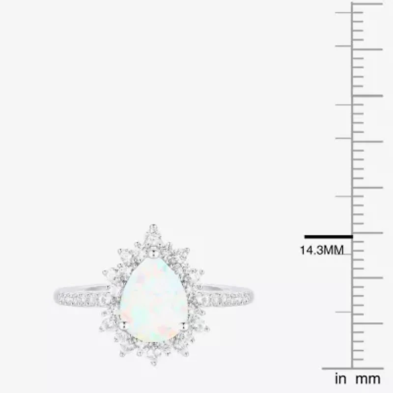 Womens Lab Created White Opal Pear 3-pc. Pendant Necklace Set