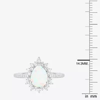 Womens Lab Created White Opal Pear 3-pc. Pendant Necklace Set