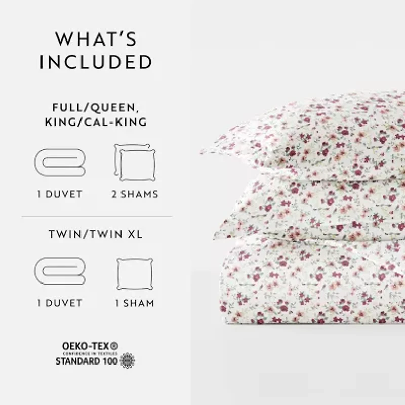 Casual Comfort Premium Ultra Soft 3-pc. Blossoms Print Duvet Cover Set