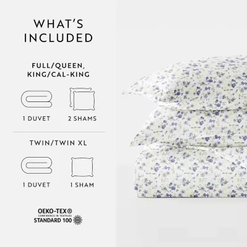 Casual Comfort Premium Ultra Soft 3-pc. Blossoms Print Duvet Cover Set