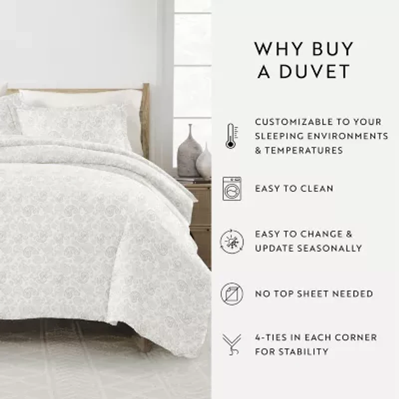 Casual Comfort Premium Ultra Soft 3-pc. Coarse Paisley Print Duvet Cover Set