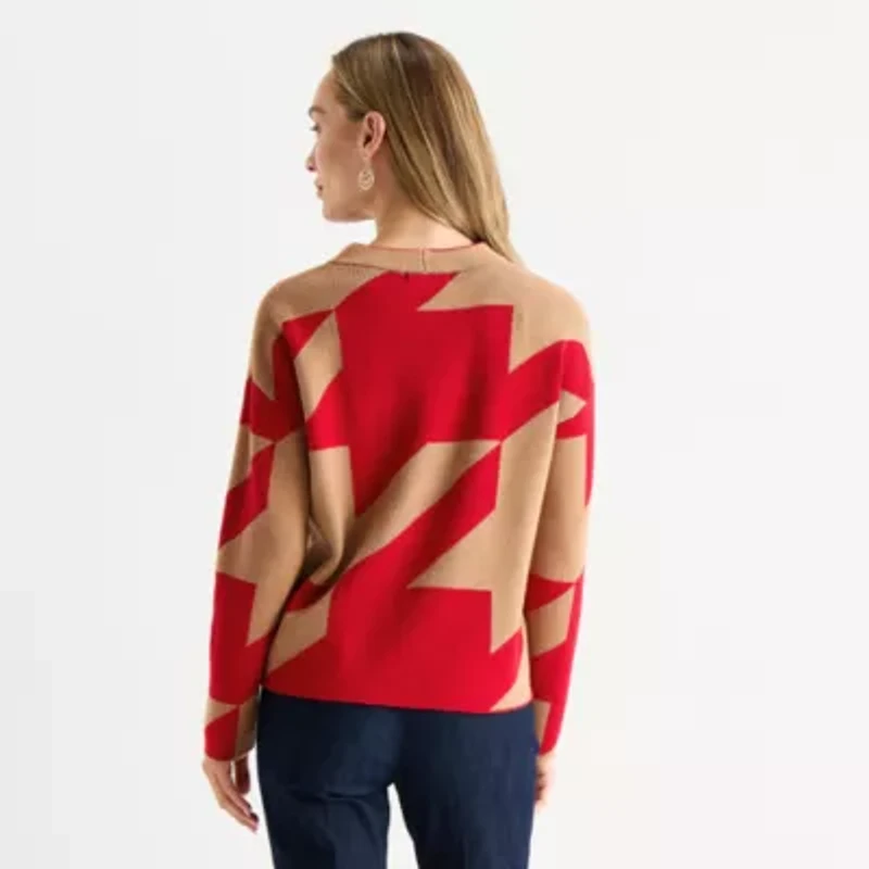 Liz Claiborne Womens Mock Neck Long Sleeve Pullover Sweater