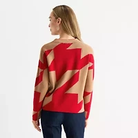 Liz Claiborne Womens Mock Neck Long Sleeve Pullover Sweater