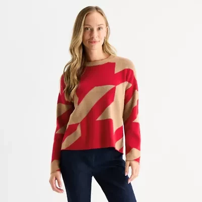 Liz Claiborne Womens Mock Neck Long Sleeve Pullover Sweater