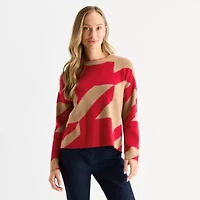 Liz Claiborne Womens Mock Neck Long Sleeve Pullover Sweater