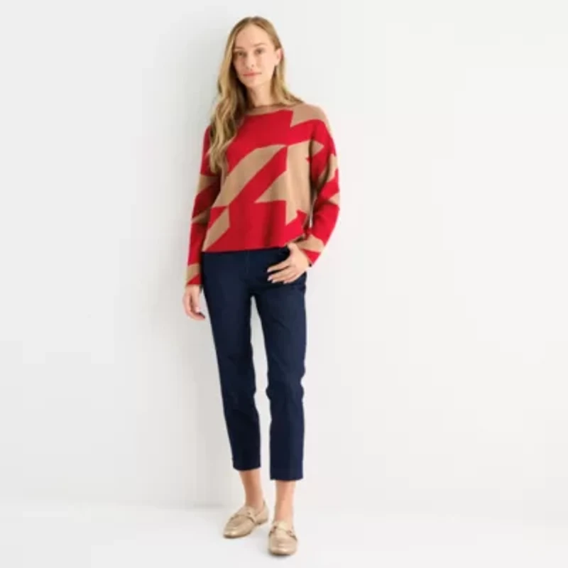 Liz Claiborne Womens Mock Neck Long Sleeve Pullover Sweater