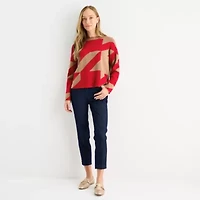 Liz Claiborne Womens Mock Neck Long Sleeve Pullover Sweater