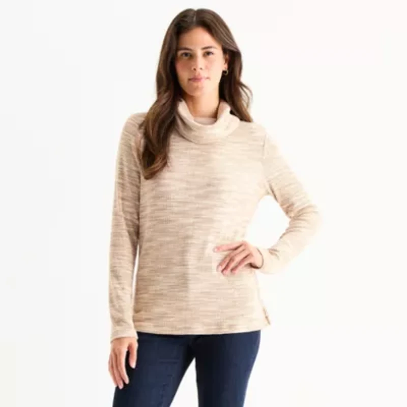 St. John's Bay Womens Cowl Neck Long Sleeve T-Shirt