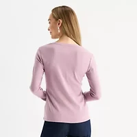 Liz Claiborne Womens V Neck Long Sleeve T-Shirt