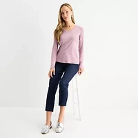 Liz Claiborne Womens V Neck Long Sleeve T-Shirt