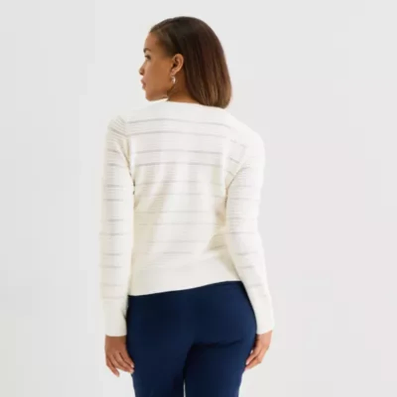 Liz Claiborne Womens Crew Neck Long Sleeve Pullover Sweater