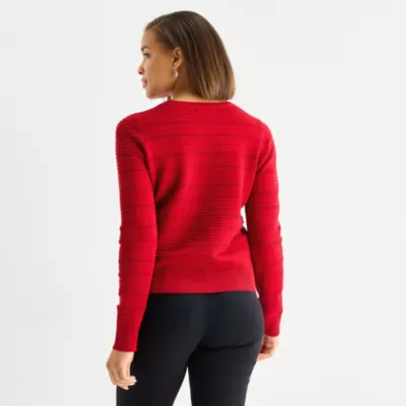 Liz Claiborne Womens Crew Neck Long Sleeve Pullover Sweater