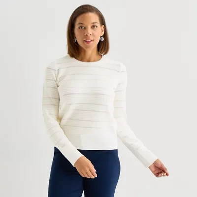 Liz Claiborne Womens Crew Neck Long Sleeve Pullover Sweater