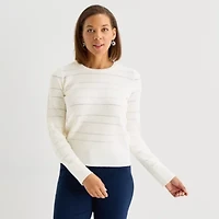 Liz Claiborne Womens Crew Neck Long Sleeve Pullover Sweater