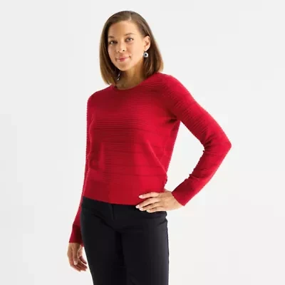 Liz Claiborne Womens Crew Neck Long Sleeve Pullover Sweater