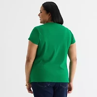 Liz Claiborne Womens Plus Crew Neck Short Sleeve T-Shirt