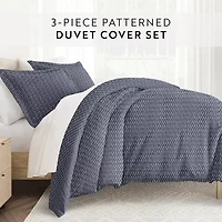 Casual Comfort Premium Ultra Soft Blue Diamond Pattern Duvet Cover Set