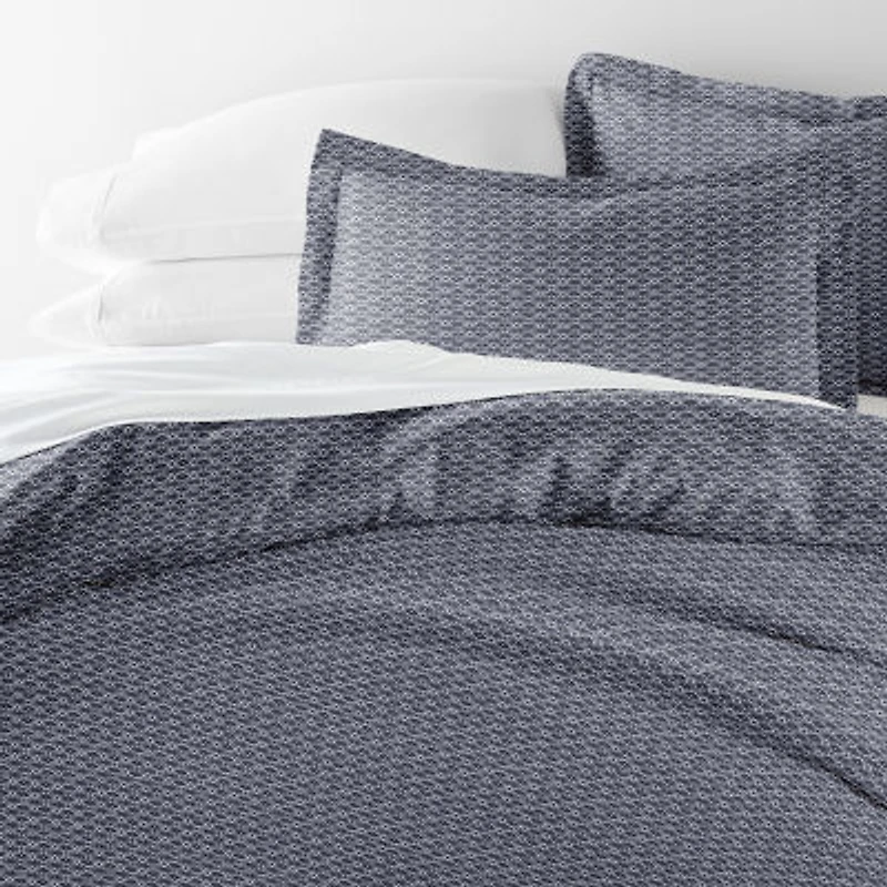 Casual Comfort Premium Ultra Soft Blue Diamond Pattern Duvet Cover Set