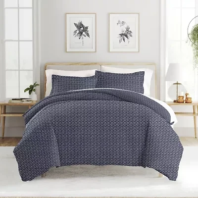 Casual Comfort Premium Ultra Soft Blue Diamond Pattern Duvet Cover Set
