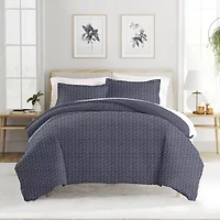 Casual Comfort Premium Ultra Soft Blue Diamond Pattern Duvet Cover Set