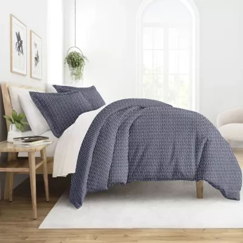 Casual Comfort Premium Ultra Soft Blue Diamond Pattern Duvet Cover Set