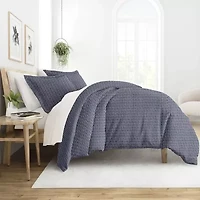 Casual Comfort Premium Ultra Soft Blue Diamond Pattern Duvet Cover Set
