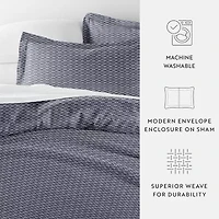 Casual Comfort Premium Ultra Soft Blue Diamond Pattern Duvet Cover Set