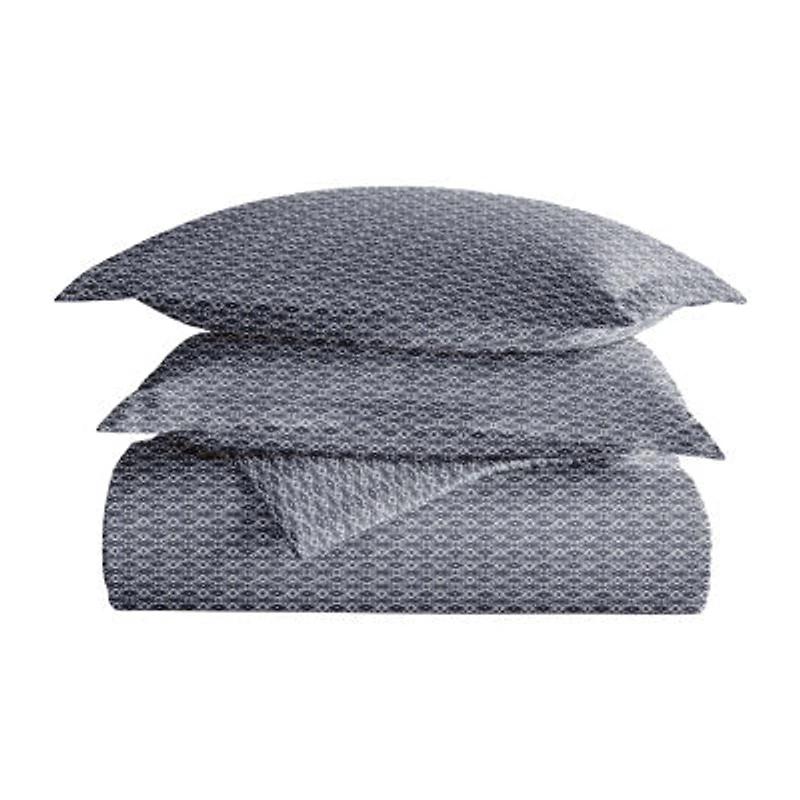 Casual Comfort Premium Ultra Soft Blue Diamond Pattern Duvet Cover Set