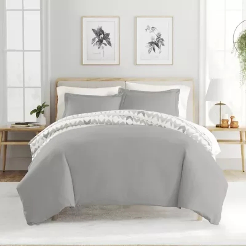 Casual Comfort Chevron Sleep Pattern Oversized Reversible Duvet Cover Set