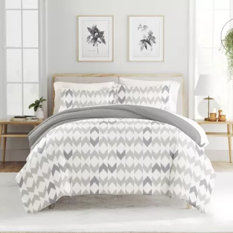 Casual Comfort Chevron Sleep Pattern Oversized Reversible Duvet Cover Set