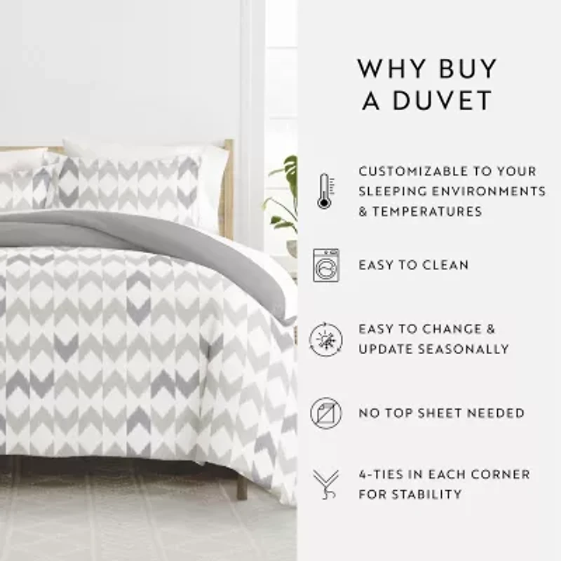 Casual Comfort Chevron Sleep Pattern Oversized Reversible Duvet Cover Set